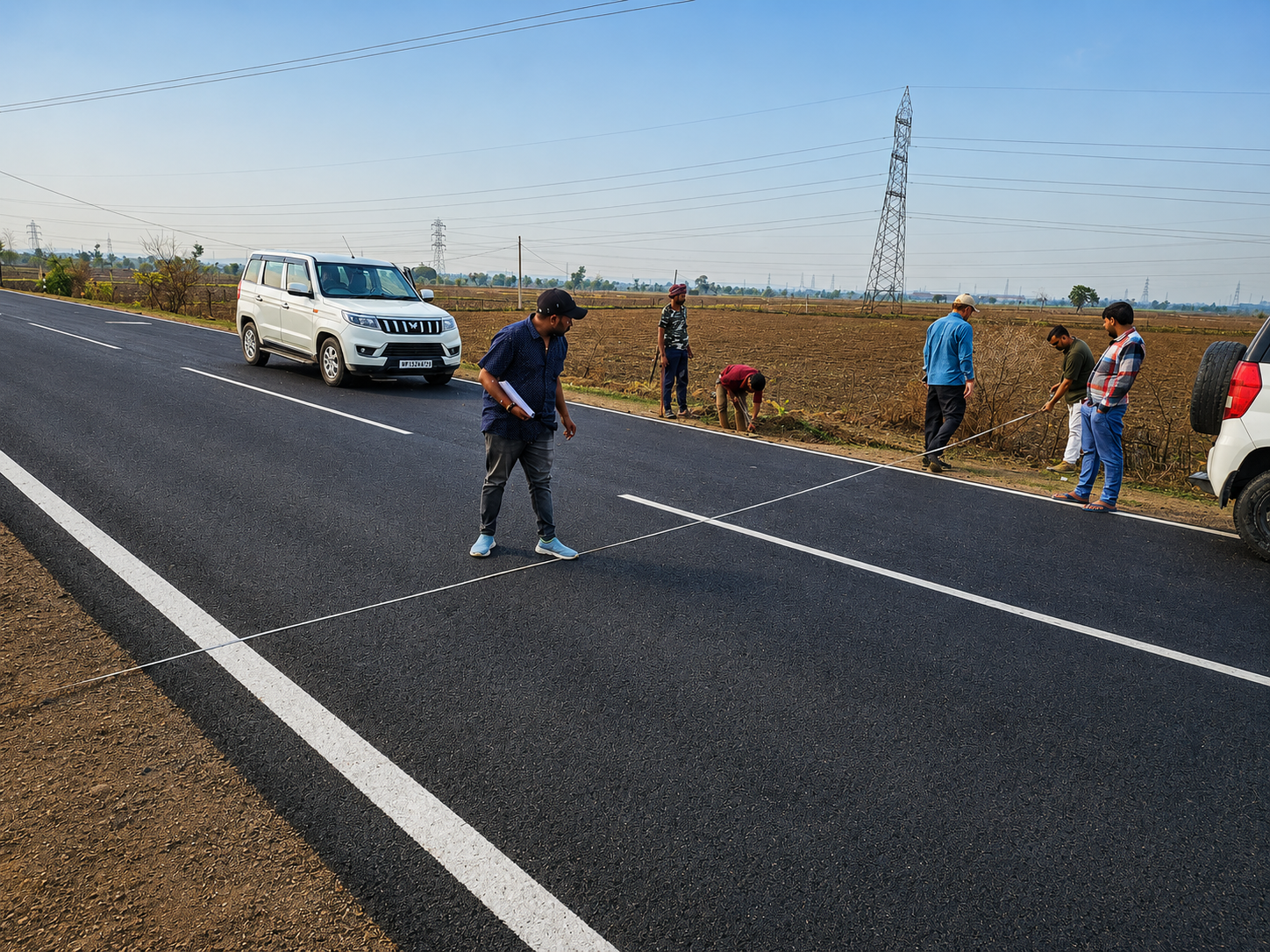 Road construction team at work